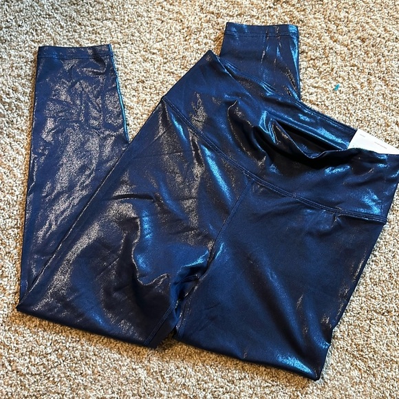Aerie Metallic shiny blue legging L/short - Picture 1 of 6